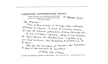 lettre Claude Levi-Strauss
